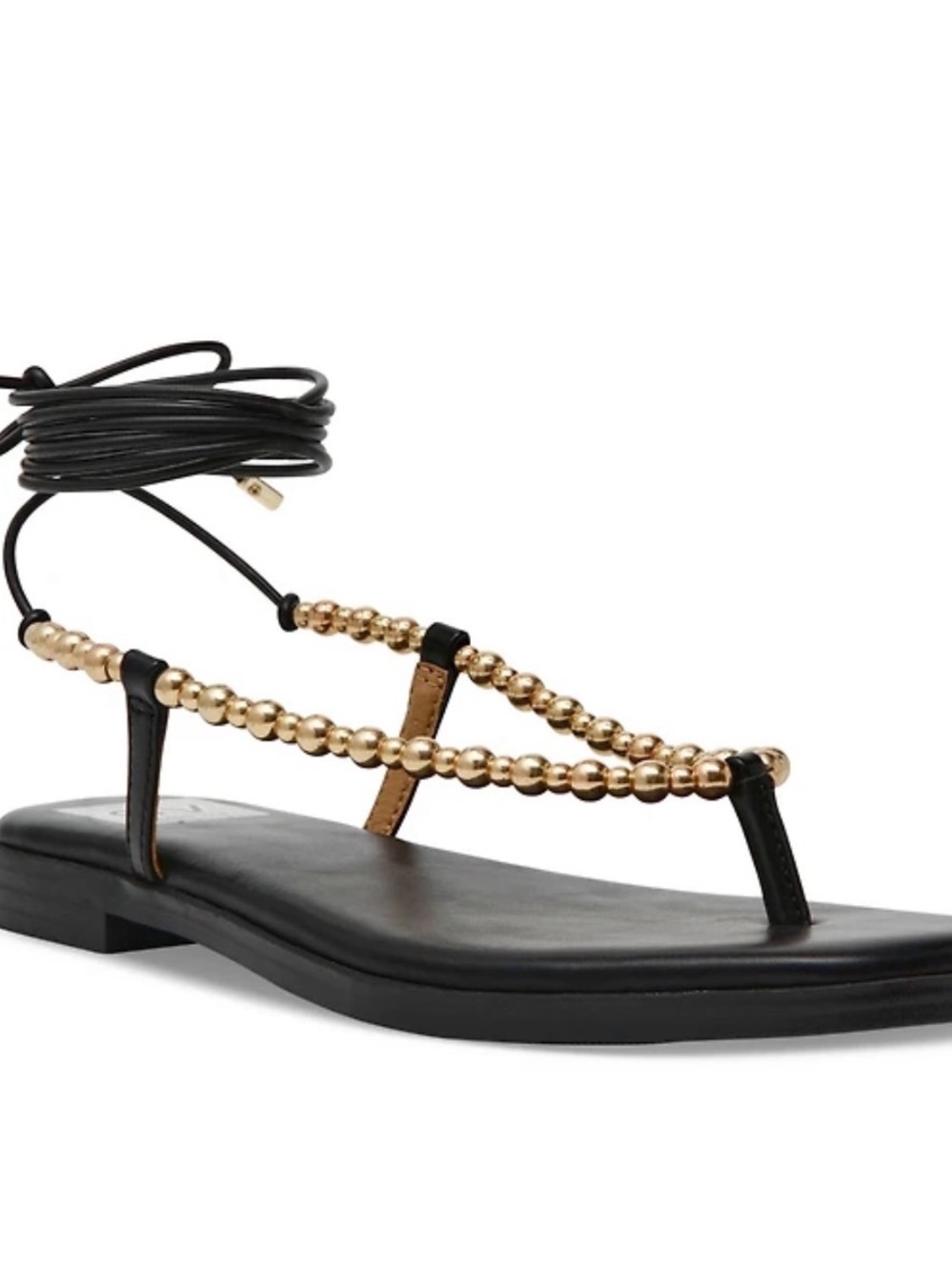 Dolce Vita Women's Black Wrap Sandal with Gold Bead Straps